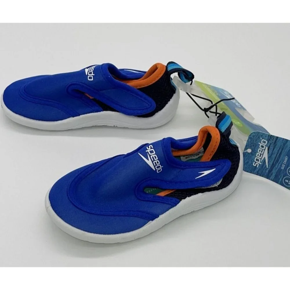 NWT Speedo Boys Kids Small 5/6 Hybrid Water Shoes Blue White